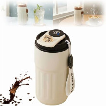 Mug de voyage en acier inoxydable 316 avec affichage LED de la température, gobelet isotherme de 44 cl, couvercle à clapet et joint en silicone –