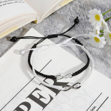 Armbandsset Infinity8Flätad Par Svart Vit Kärlek/2-delat set