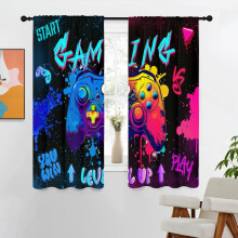 Rideaux de jeu 107 x 160 cm, motif graffiti coloré de manettes de jeu pour enfants, adolescents et joueurs – 1 paire, compatibles avec les salles