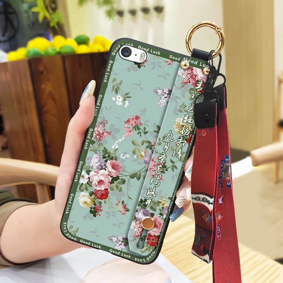 Phone Case Compatible With Iphone 5/5S/Se – Soft, Dust-Resistant, Shockproof, Chinese Style With Kickstand, Lanyard Ring & Wristband 9065194477596