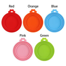 Silicone pet can lid fresh-keeping lid cat and dog food sealing lid three-in-one silicone can lid/Orange