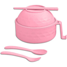 Upgraded Microwave-Safe Ramen Bowl Set with Lid, Chopsticks, Fork & Spoon – All-in-One Noodle Cooker for Dorm/Home/Office, Portable & Easy Clean