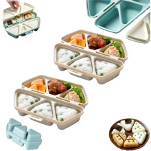 6-in-1 Onigiri Mold – Quick-Fold Triangle Sushi Maker, Makes 6 Rice Balls at Once, Non-Stick, Easy Clean, Compact, Compatible with Bento
