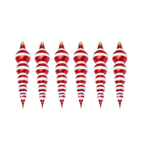 Shatterproof Candy Finish Christmas Ornaments Red White 1