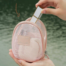 Portable Mesh Cosmetic Bag, Travel Wash Bag, Transparent Storage Organizer for Makeup and Accessories, Stylish and Compact Design