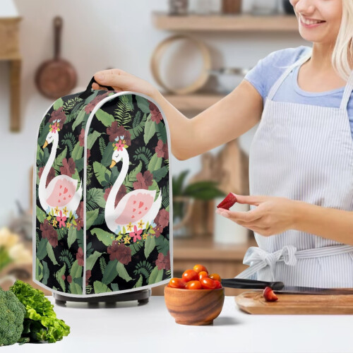 Swan and Floral Pattern Kitchen Blender Dust Cover Dust Protector with Hand Strap Dustproof 2