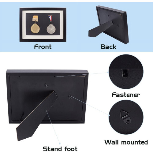 Black Wooden Medal Shadow Box Frame12.8x9.4in 2