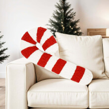 Christmas Candy Cane Throw Pillow – Red & White Peppermint-Shaped Decor, Soft 6x14in Cushion for Sofa/Bed, Festive Home Decoration