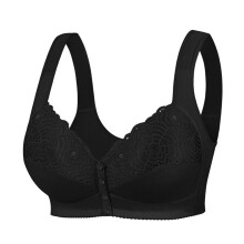 Front Snap Bras for Women Seamless Full Coverage Bra Gathering Push Up Front Closure Bralette Snug Breathable Bra Black 40C