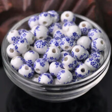 10 Stück runde, 8 mm, 10 mm, 12 mm große, bunte Keramik-Porzellanperlen mit Blumenmuster – 110#-8 mm