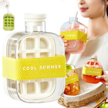 2-in-1 Ice Tray Bottle: Press-to-Cold Mold + Kettle, Touch-Free Release Silicone Cup (500ml), Compatible with Freezer, Coffee & Juice