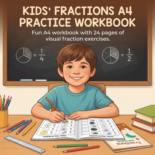 Math Workbook: Fractions for Kids (24pg) 1