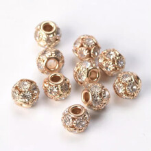 10 stk. runde krystalkugler guld/sølv 8 mm 10 mm 12 mm løse metalafstandsperler - KC guld - 10 mm