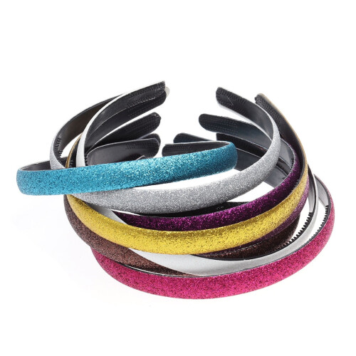 Girls Glitter Headbands Adjustable Round Alloy 10 Pcs 2