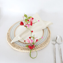 4 buc inele de șervețele cu flori și inimă – decor de masă floral roșie pentru Ziua Îndrăgostiților, nuntă, Ziua Mamei (compatibile cu