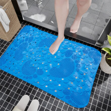 Tapis de bain antidérapant à ventouses – Tapis de douche et de toilettes à motif empreinte de pied mignon, accessoires de salle de bain bleus