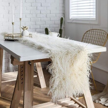 Chemin de table luxueux en fausse fourrure, moderne, ultra doux, long et duveteux, idéal pour la maison, la cuisine, les fêtes et les mariages