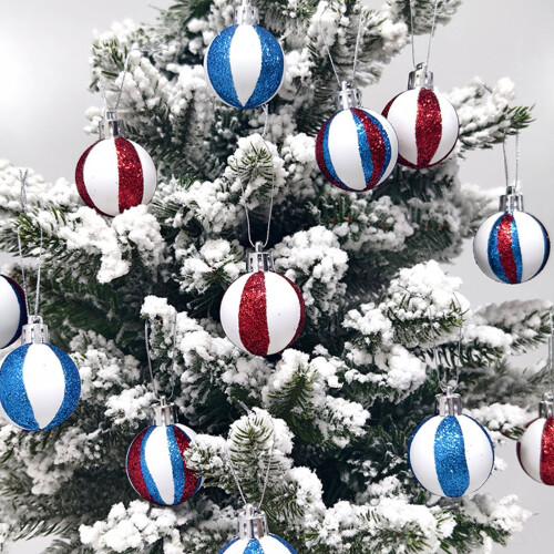12-Pack Red Plastic Christmas Baubles 5 cm