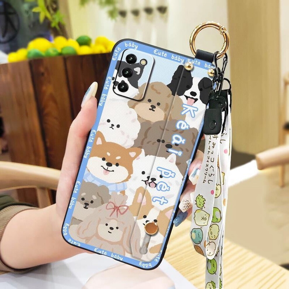 Phone Case Compatible With Samsung Galaxy A03s Asian Version/Sm-A037f Â Dirt-Resistant, Kickstand, Cartoon Design, Shockproof, Anti-Dust, Wristband 9087558659097