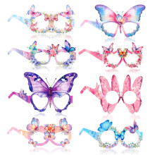 8PCS Butterfly Paper Eyeglasses Decorations for Girls & Women – Spring Flower Party Supplies, Compatible with Birthday Parties