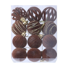 Brown Velvet Christmas Ornaments, 12PCS 1.57" Flocked Shatterproof Tree Balls – Compatible with All Standard Trees