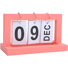 Wooden Standing Flip Calendar, Vintage Perpetual Desk Calendar, Reusable Month/Date Display, Rustic Farmhouse Decor, Pink