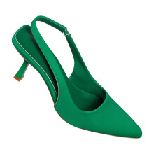 Low Kitten Heels Women's Slingback Dressy Pumps Pointed Closed Toe Ankle Strap Elegant Wedding Pumps Formal Comfortable Shoes Green 40