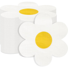 100 Pcs Flower Napkins, Groovy Boho Daisy Paper Napkins for Birthday, Wedding, Baby Shower, Party – Disposable Table Decor