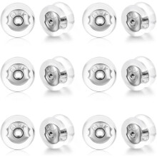 18K Gold Locking Earring Backs for Studs, Silicone Hypoallergenic Replacements Compatible with Droopy Ears