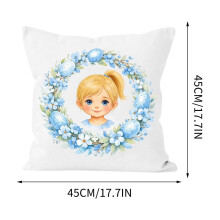 Easter Decor Character Painting Cushion and Case - Pillowcase+ Pillow Core Soft Throw Pillow for Home Decor, 45x45cm