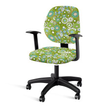 Flower Print Computer Office Chair Seat Cover, Soft Stretch Rotating Chair Slipcover, Universal Chair Protector Cover, Green