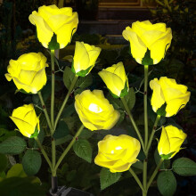 Solar Garden Lights – 10-rose waterproof solar flowers for patio, yard, pathway; 2-pack, compatible with standard solar panels