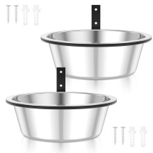 4Pack Wall Mounted Dog Bowl Foldable Stainless Steel Raised Dog Food and Water Bowls Adjustable Height Wall Mounted Cat Food Bowls for Pets Dogs Cats