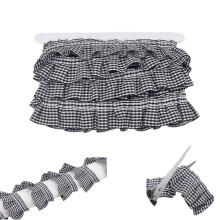 Pleated Ruffle Edge Decoration, Gingham Edge Trim,1Pack,Reusable Gathered Ribbon for Dresses,Costume Decor,5 Yards