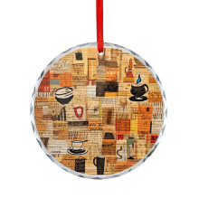 Cartoon Coffee Christmas Ornament Round Glass 1 Piece