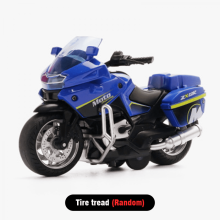 Kids Pull Back Motorcycle Toys, 1:14 Police Motorcycles Toy with Music & Lights for Boys Tiny Birthday Gifts(Blue)