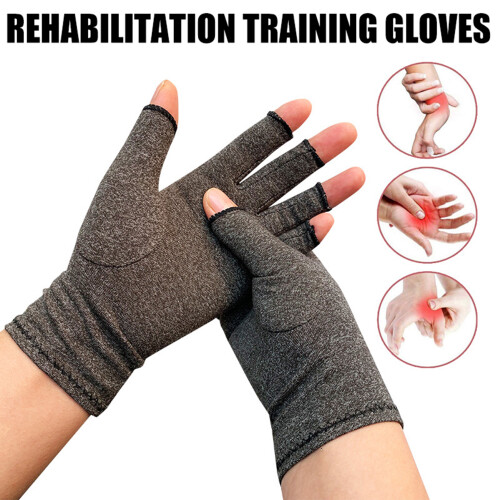 (S) Arthritis Gloves for Osteoarthritis Relief - Fingerless Gray 1