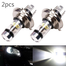 2* Żarówka samochodowa H4 8000K, światła drogowe/mijania, 20 diod LED, światła przeciwmgielne, biała lampa DRL