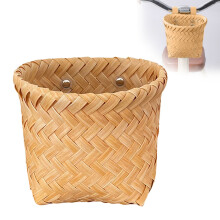 Handwoven Rattan Basket for Kids (15x12x12cm), Front Handlebar Cycling Storage – Compatible with Bikes, Secure Mounting