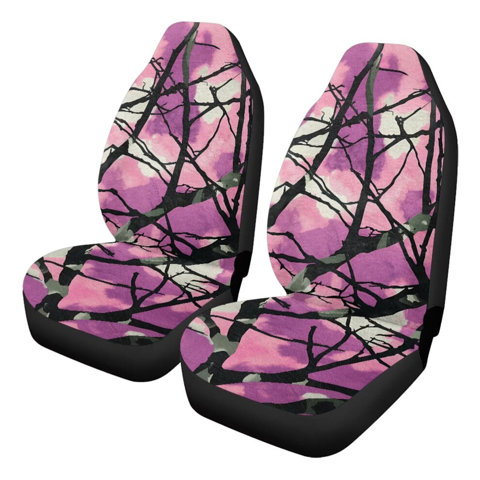 Fluffy Camo Car Seat Covers (Front Only, 2Pcs), Universal Fit For Trucks, Vans, Suvs, Sedans Â Compatible With Most Vehicles Pink 9122141099451