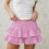 Women's Gingham Plaid Mini Shorts Tiered Ruffled 70cm 1