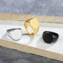Herren Damen Edelstahl Quadratischer Siegelring Schlichter Ehering Statement-Ring Form C-Silber-10