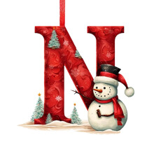 Snowman 26-Letter Christmas Tree Ornaments A-Z, Red Alphabet Hanging Decor for DIY Craft – Compatible with Standard Tree Hooks