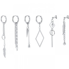 Stainless Steel Hoop Earring Gothic Cross 6 pcs