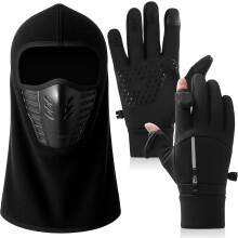 2-delige set winter bivakmuts, gezichtsmasker, skihandschoenen, winddicht warm gezichtsmasker, vingerloze vishandschoenen voor mannen en vrouwen