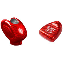 Car Real Carbon Fiber Shift Lever Cover Shift Knob Cover for Cooper F54 F55 F56 F57 F60 Red with Start
