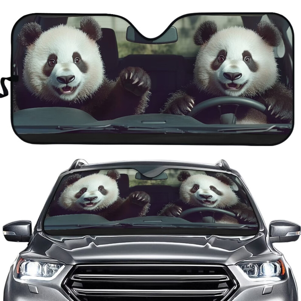 Funny Panda Foldable Car Sunshade For Side/ Front Window Â Uv Protection, Portable, Keeps Vehicle Cool, Compatible With All Cars 9122141100300