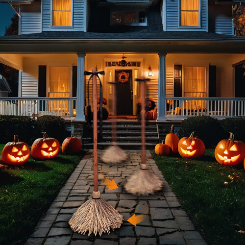 Halloween flytande kvast med rörelsesensor och kusligt 1