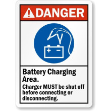 Battery Charging Area Danger Weatherproof Metal Aluminum Sign Size: 8 x 12 Inch