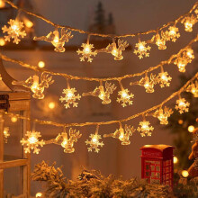 Christmas Moose LED Light String (59"), Waterproof PVC, Battery-Operated, 10 LEDs, Dual Designs for Indoor/Outdoor Decor